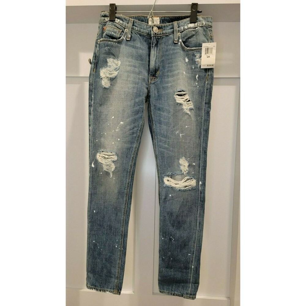 NEW w/Tags HUDSON Jude Slouch Skinny Crop Distressed Jeans (Size 24) MSRP $229